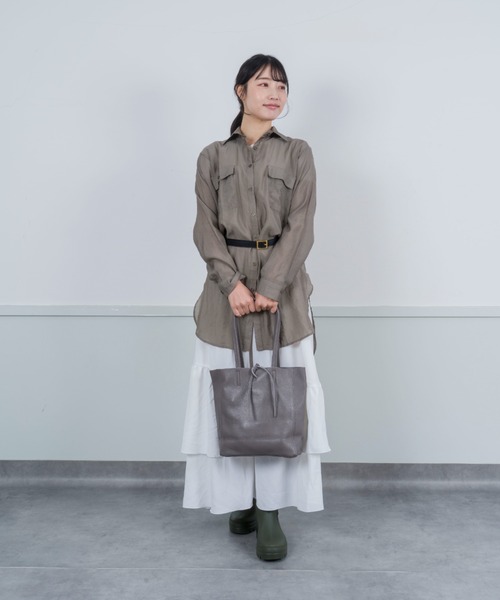 ANDREA CARDONE 【タグ付き未使用品】トートバッグ チャコールグレー アンドレアカルドネ Andrea Cardone メタリックレザートート