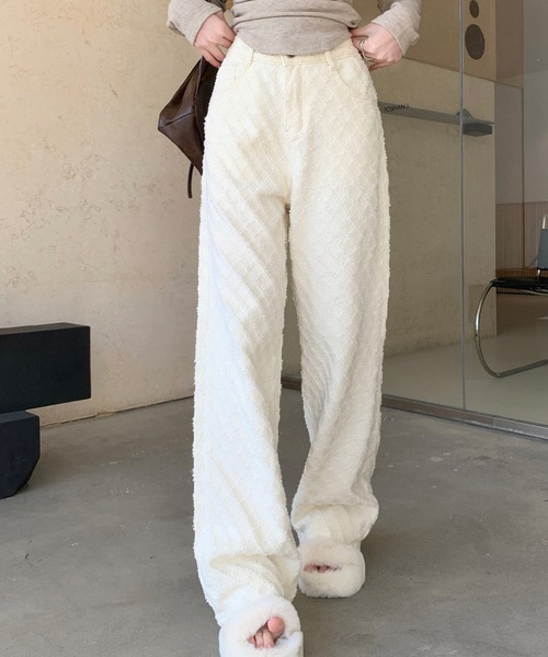 デニムジャカードワイドパンツ（デニムパンツ）｜aimoha（アイモハ）