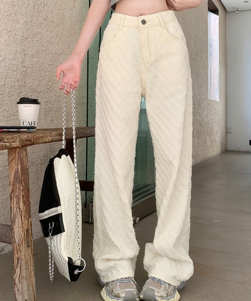 デニムジャカードワイドパンツ（デニムパンツ）｜aimoha（アイモハ）