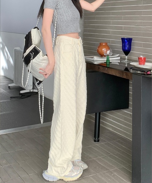 デニムジャカードワイドパンツ（デニムパンツ）｜aimoha（アイモハ）