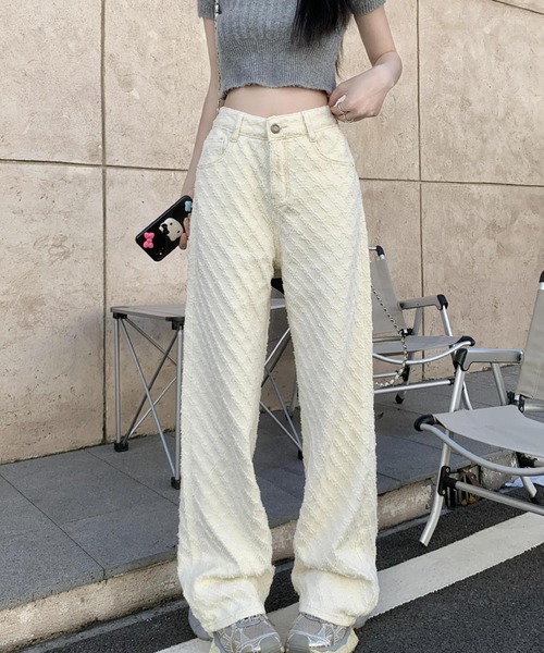 デニムジャカードワイドパンツ（デニムパンツ）｜aimoha（アイモハ）