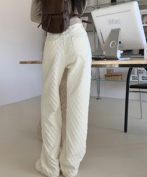 デニムジャカードワイドパンツ（デニムパンツ）｜aimoha（アイモハ）