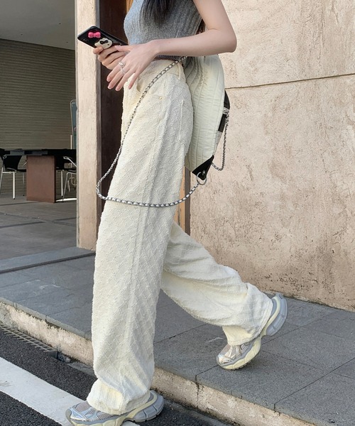 デニムジャカードワイドパンツ（デニムパンツ）｜aimoha（アイモハ）