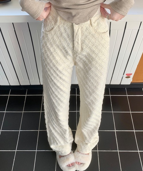 デニムジャカードワイドパンツ（デニムパンツ）｜aimoha（アイモハ）