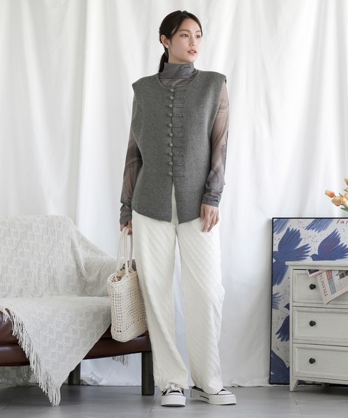 デニムジャカードワイドパンツ（デニムパンツ）｜aimoha（アイモハ）