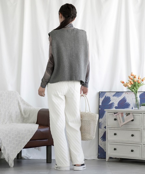 デニムジャカードワイドパンツ（デニムパンツ）｜aimoha（アイモハ）