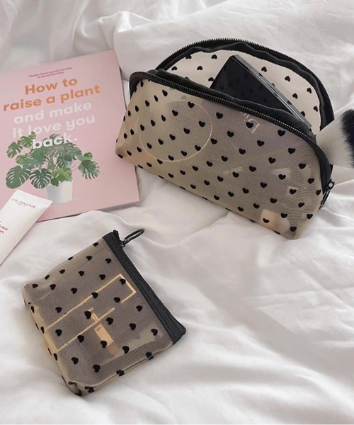 E&C closet…（イーアンドシークローゼット）の「『半額大セール』お気に入り27,637人突破！メッシュハート柄ポーチBEIGE(S)（ポーチ・レディース・ベージュ・FREE）」の10枚目の写真