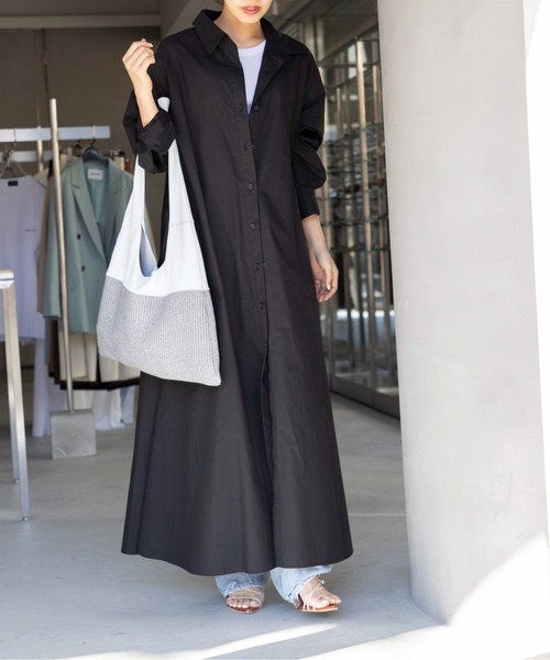 セール】【SETUP7】Long Shirt One-piece ロングシャツ