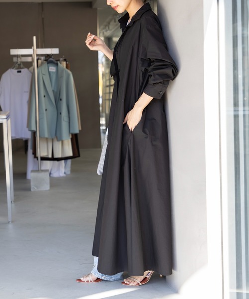 SETUP7(セットアップセブン)の「【SETUP7】Long Shirt One-piece ロングシャツワンピース(シャツワンピース・レディース・ブラック/ホワイト/ライトブルー・FREE)」の9枚目の写真
