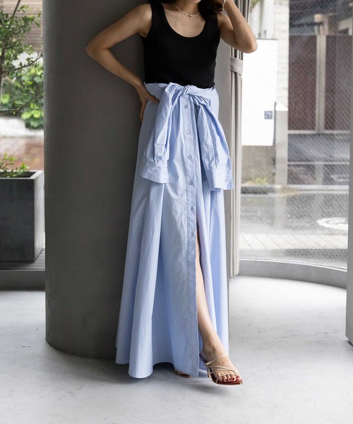 SETUP7(セットアップセブン)の「【SETUP7】Long Shirt One-piece ロングシャツワンピース(シャツワンピース・レディース・ブラック/ホワイト/ライトブルー・FREE)」の11枚目の写真