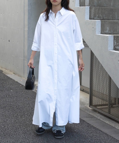 セール】【SETUP7】Long Shirt One-piece ロングシャツワンピース
