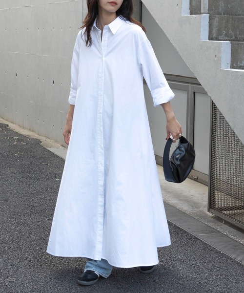 セール】【SETUP7】Long Shirt One-piece ロングシャツワンピース
