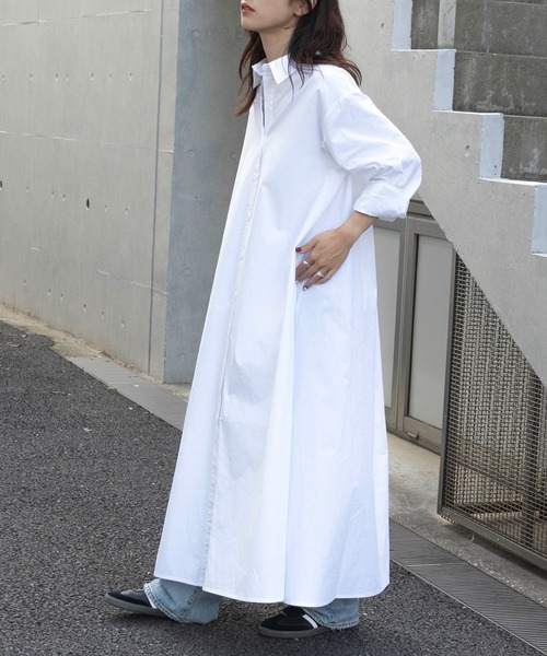 SETUP7(セットアップセブン)の「【SETUP7】Long Shirt One-piece ロングシャツワンピース(シャツワンピース・レディース・ブラック/ホワイト/ライトブルー・FREE)」の15枚目の写真
