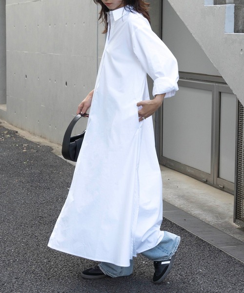 SETUP7(セットアップセブン)の「【SETUP7】Long Shirt One-piece ロングシャツワンピース(シャツワンピース・レディース・ブラック/ホワイト/ライトブルー・FREE)」の16枚目の写真