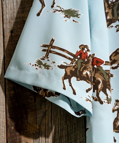 FREAK'S STORE（フリークスストア）の「FREAK’S STORE/フリークスストア ルーズシルエット 総柄 オープンカラー シャツ/ショートスリーブ（シャツ/ブラウス・メンズ・ベージュ/ネイビー/オフホワイト/サックスブルー・MEDIUM/LARGE）」の10枚目の写真