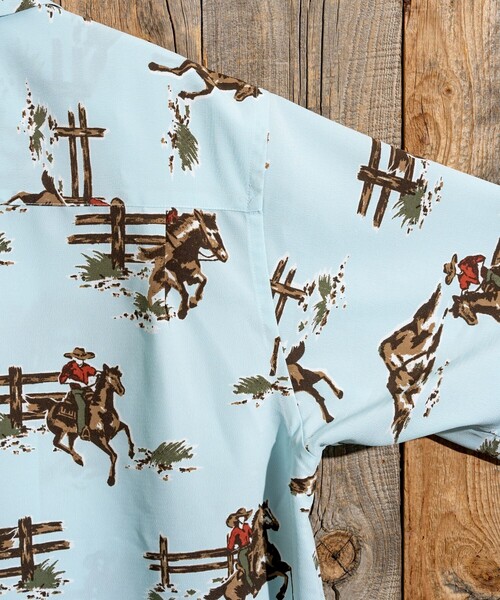 FREAK'S STORE（フリークスストア）の「FREAK’S STORE/フリークスストア ルーズシルエット 総柄 オープンカラー シャツ/ショートスリーブ（シャツ/ブラウス・メンズ・ベージュ/ネイビー/オフホワイト/サックスブルー・MEDIUM/LARGE）」の11枚目の写真