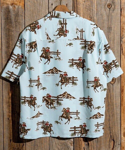 FREAK'S STORE（フリークスストア）の「FREAK’S STORE/フリークスストア ルーズシルエット 総柄 オープンカラー シャツ/ショートスリーブ（シャツ/ブラウス・メンズ・ベージュ/ネイビー/オフホワイト/サックスブルー・MEDIUM/LARGE）」の12枚目の写真