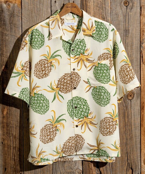 FREAK'S STORE（フリークスストア）の「FREAK’S STORE/フリークスストア ルーズシルエット 総柄 オープンカラー シャツ/ショートスリーブ（シャツ/ブラウス・メンズ・ベージュ/ネイビー/オフホワイト/サックスブルー・MEDIUM/LARGE）」の13枚目の写真
