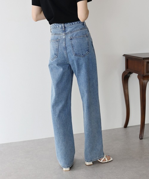 BLUEEAST（ブルーイースト）の「ハート刺繍ワイドデニムパンツ（デニムパンツ・レディース・ブルー・MEDIUM/LARGE/SMALL）」の5枚目の写真