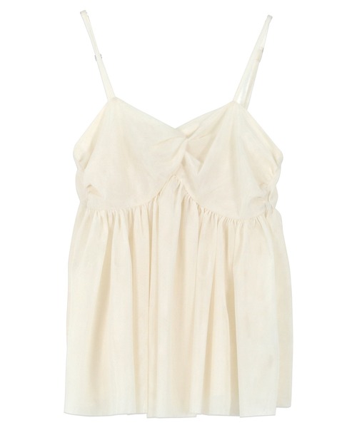 KOBE LETTUCE（コウベレタス）の「[ 低身長向けサイズ ] クロスデザインチュールキャミソール（キャミソール・レディース・ブラック/アイボリー/チャコールグレー・PM）」の14枚目の写真