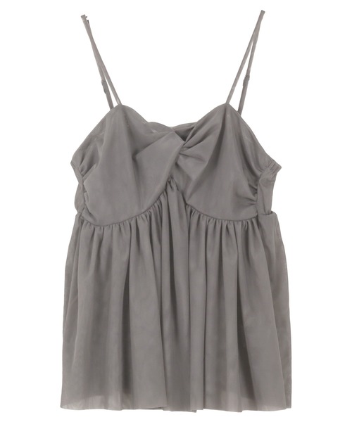 KOBE LETTUCE（コウベレタス）の「[ 低身長向けサイズ ] クロスデザインチュールキャミソール（キャミソール・レディース・ブラック/アイボリー/チャコールグレー・PM）」の16枚目の写真