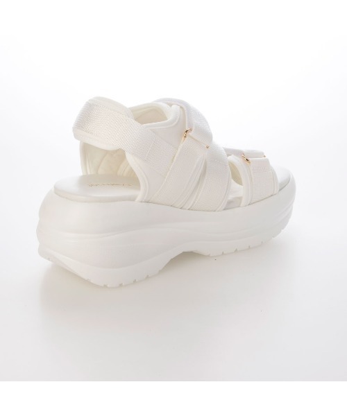 Mafmof(マフモフ)の「Mafmof(マフモフ)8cm厚底メガソールトリプルベルトスポーツサンダル(サンダル・レディース・ブラック/ホワイト・S/M/L/LL)」の8枚目の写真