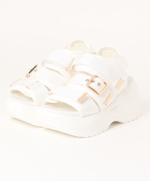 Mafmof(マフモフ)の「Mafmof(マフモフ)8cm厚底メガソールトリプルベルトスポーツサンダル(サンダル・レディース・ブラック/ホワイト・S/M/L/LL)」の20枚目の写真