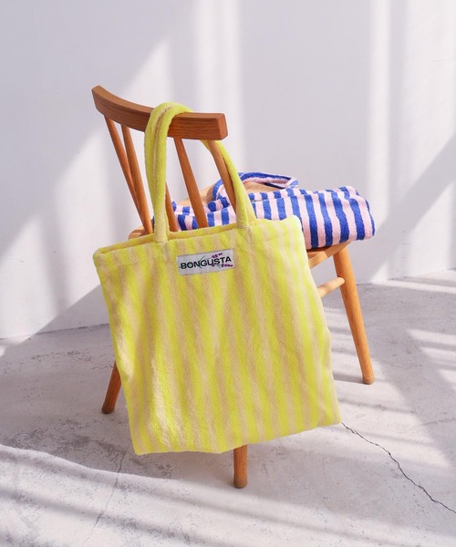 ■BONGUSTA タオル地トートバッグ NARAM TOTEBAG ストライプ □BONGUSTA タオル地トートバッグ NARAM TOTEBAG ストライプ