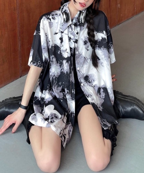 SHEENA(シーナ)の「ニュアンス柄半袖ルーズシャツ(シャツ/ブラウス・レディース・ライトグレー系・M)」の5枚目の写真