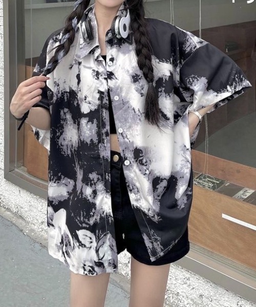 SHEENA(シーナ)の「ニュアンス柄半袖ルーズシャツ(シャツ/ブラウス・レディース・ライトグレー系・M)」の10枚目の写真