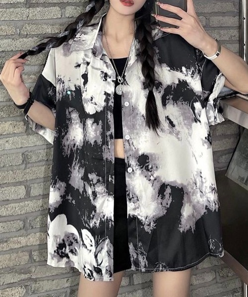 SHEENA(シーナ)の「ニュアンス柄半袖ルーズシャツ(シャツ/ブラウス・レディース・ライトグレー系・M)」の12枚目の写真