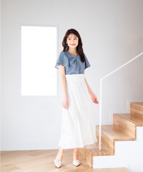 MISCH MASCH（ミッシュマッシュ）の「■2024春夏新作■ねじり2WAYカットブラウス/MM428103（シャツ/ブラウス・レディース・ブルー/ホワイト/ブラック・ﾌﾘ-）」の6枚目の写真