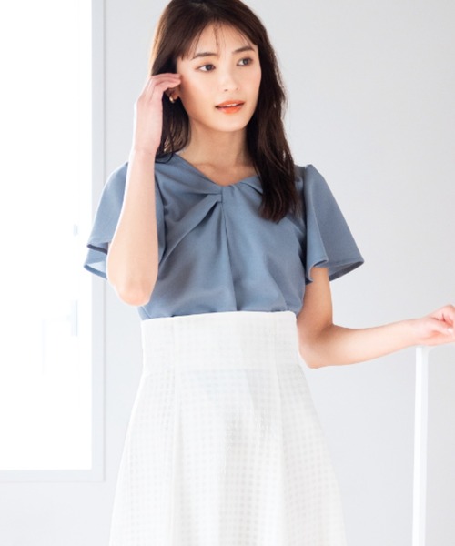 MISCH MASCH（ミッシュマッシュ）の「■2024春夏新作■ねじり2WAYカットブラウス/MM428103（シャツ/ブラウス・レディース・ブルー/ホワイト/ブラック・ﾌﾘ-）」の7枚目の写真