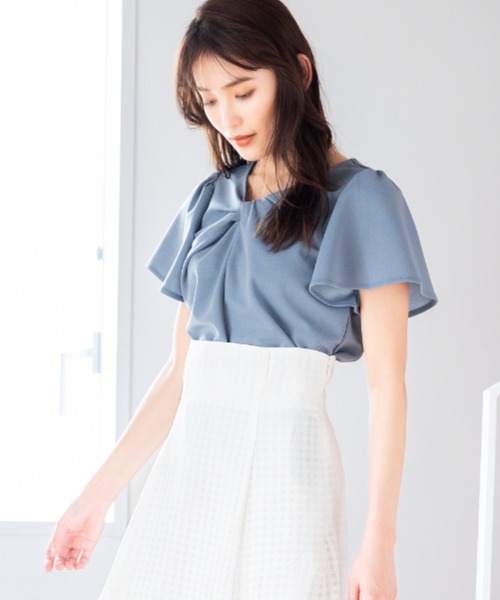 MISCH MASCH（ミッシュマッシュ）の「■2024春夏新作■ねじり2WAYカットブラウス/MM428103（シャツ/ブラウス・レディース・ブルー/ホワイト/ブラック・ﾌﾘ-）」の8枚目の写真