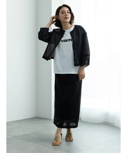 Te chichi(テチチ)の「シアーダンボールロングタイトスカート(セットアップ可)(スカート・レディース・ブラウン/ブラック・F)」の5枚目の写真