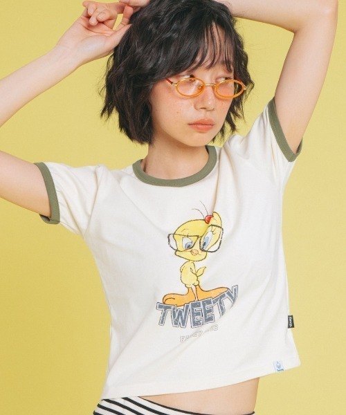 FANCY CLUB（ファンシークラブ）の「A'GEM/9 × .kom 『 FANCY CLUB/ファンシークラブ』 PREPPY BIRD RINGER TEE/バードリンガー 半袖Tシャツ（Tシャツ/カットソー・レディース・ホワイト/ブラック/イエロー・FREE）」の3枚目の写真