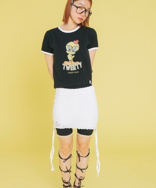 FANCY CLUB（ファンシークラブ）の「A'GEM/9 × .kom 『 FANCY CLUB/ファンシークラブ』 PREPPY BIRD RINGER TEE/バードリンガー 半袖Tシャツ（Tシャツ/カットソー・レディース・ホワイト/ブラック/イエロー・FREE）」の17枚目の写真