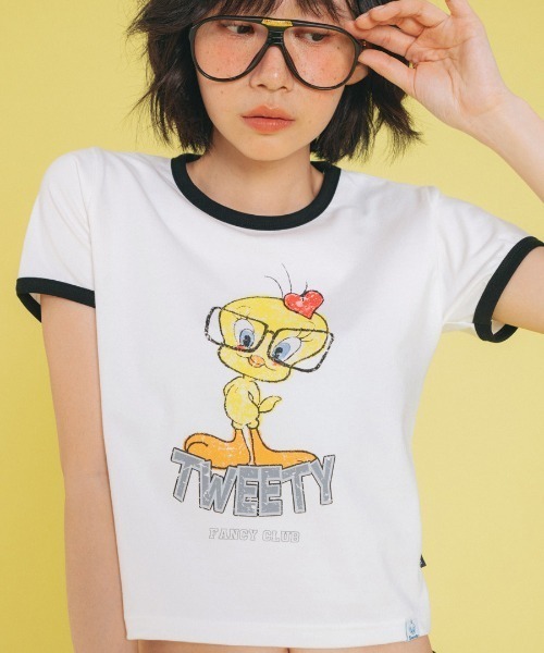 FANCY CLUB（ファンシークラブ）の「A'GEM/9 × .kom 『 FANCY CLUB/ファンシークラブ』 PREPPY BIRD RINGER TEE/バードリンガー 半袖Tシャツ（Tシャツ/カットソー・レディース・ホワイト/ブラック/イエロー・FREE）」の6枚目の写真