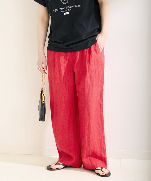 B.C STOCK（ベーセーストック）の「《追加》フレンチリネンパンツ（その他パンツ・レディース・ライトグリーン/レッド系その他/ブラック系その他/ブラック/カーキ・FREE）」の5枚目の写真