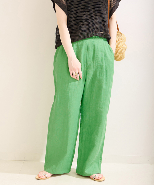 B.C STOCK（ベーセーストック）の「《追加》フレンチリネンパンツ（その他パンツ・レディース・ライトグリーン/レッド系その他/ブラック系その他/ブラック/カーキ・FREE）」の4枚目の写真