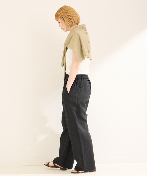 B.C STOCK（ベーセーストック）の「《追加》フレンチリネンパンツ（その他パンツ・レディース・ライトグリーン/レッド系その他/ブラック系その他/ブラック/カーキ・FREE）」の8枚目の写真