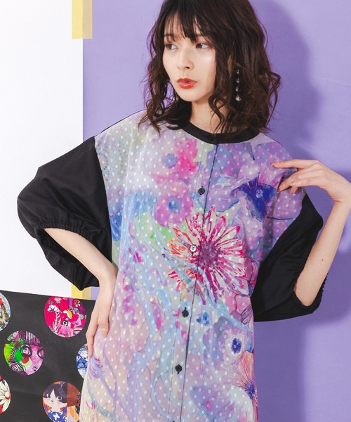 ScoLar（スカラー）の「142658：アートクラゲ柄×ドットシフォン切替