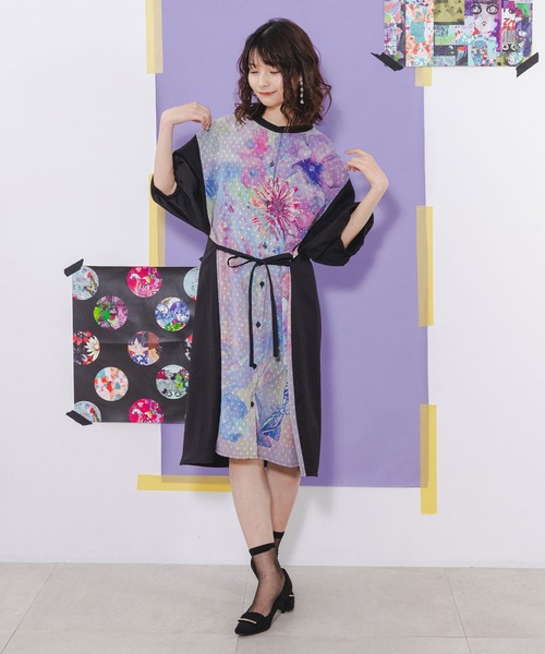 ScoLar（スカラー）の「142658：アートクラゲ柄×ドットシフォン切替