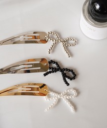 BARELY BLUE | 【 BARELY BLUE / ベアリーブルー 】 メタルパッチン × アクリルリボン / ヘアアクセ(ヘアピン)