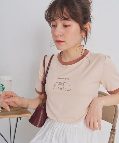 Teem Store（チームストア）の「リンガー フロントロゴ コンパクト Tシャツ（Tシャツ/カットソー・レディース・アイボリー・F）」の5枚目の写真