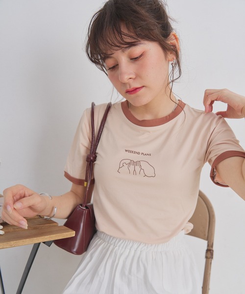 Teem Store（チームストア）の「リンガー フロントロゴ コンパクト Tシャツ（Tシャツ/カットソー・レディース・アイボリー・F）」の4枚目の写真