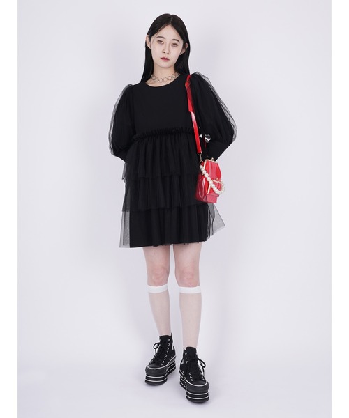 PAMEO POSE（パメオポーズ）の「Coverd Mini Dress（ワンピース・レディース・ブラック/グレー・FREE）」の13枚目の写真