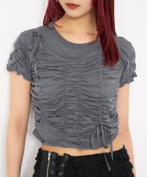 SLY | DRAWSTRING GATHER TOPS ドロストリング ギャザー トップス リボン(Tシャツ/カットソー)