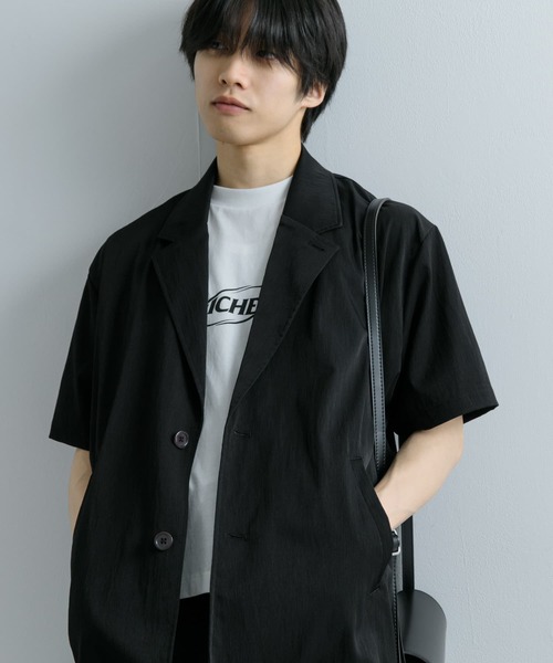 SENSE OF PLACE by URBAN RESEARCH(センスオブプレイスバイアーバンリサーチ)の「ルーズテーラードジャケット(5分袖)(テーラードジャケット・メンズ・ブラック/チャコールグレー・MEDIUM/LARGE)」の7枚目の写真