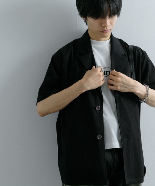 SENSE OF PLACE by URBAN RESEARCH(センスオブプレイスバイアーバンリサーチ)の「ルーズテーラードジャケット(5分袖)(テーラードジャケット・メンズ・ブラック/チャコールグレー・MEDIUM/LARGE)」の8枚目の写真